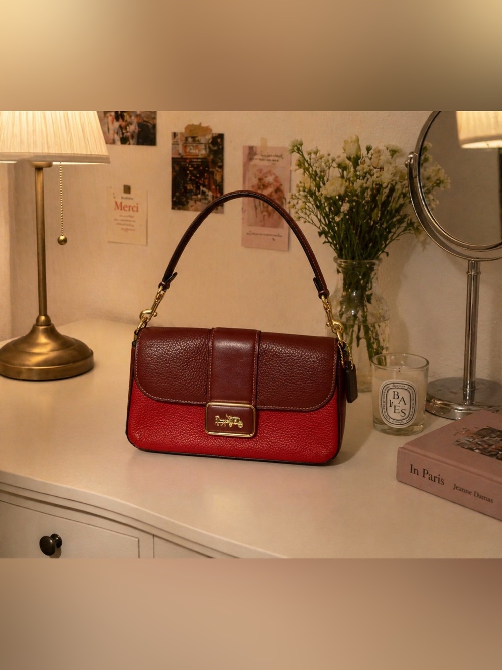 Coach red leather vintage shoulder bag #preppy #luxury 🩷🩷🩷